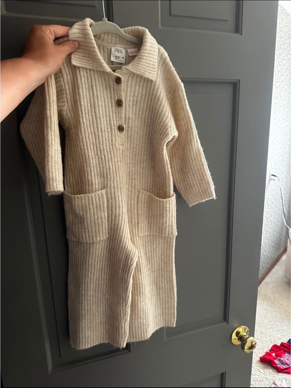 Zara baby girls cream knit ribbed romper 18-24 months